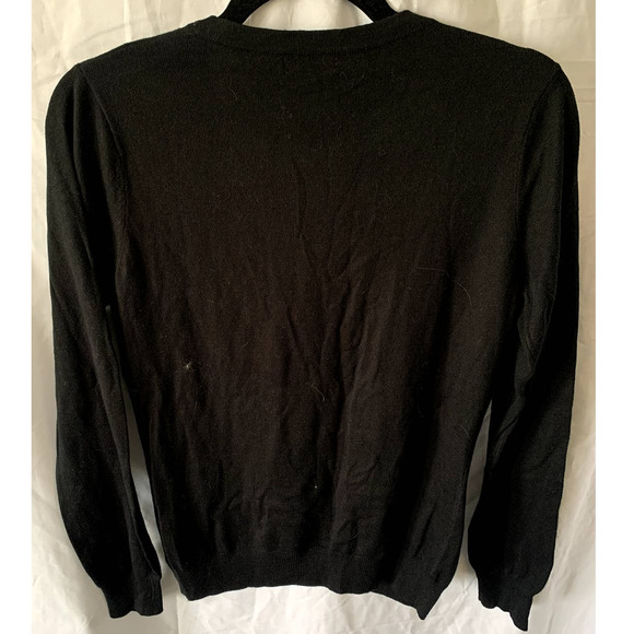 Merona Black Beaded Cardigan Sweater Button Up Knit Top Size Small - Picture 2 of 5